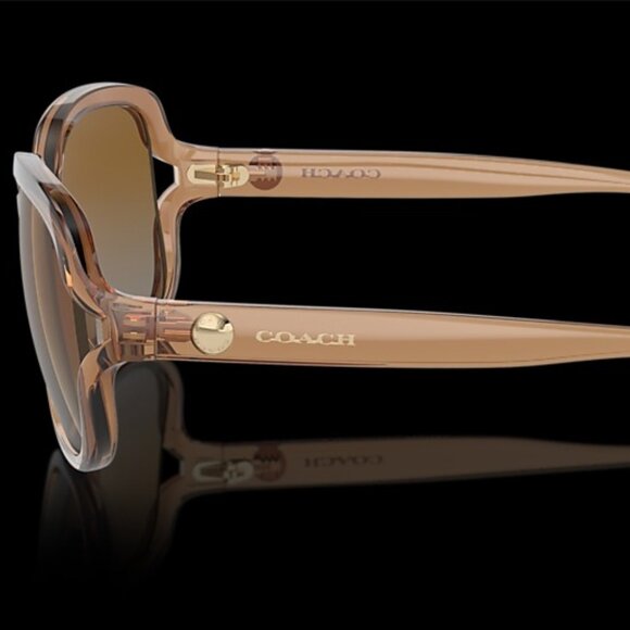 Coach HC8169 L149 Polarized Square Sunglasses – Transparent Brown, 57mm - Picture 2 of 4